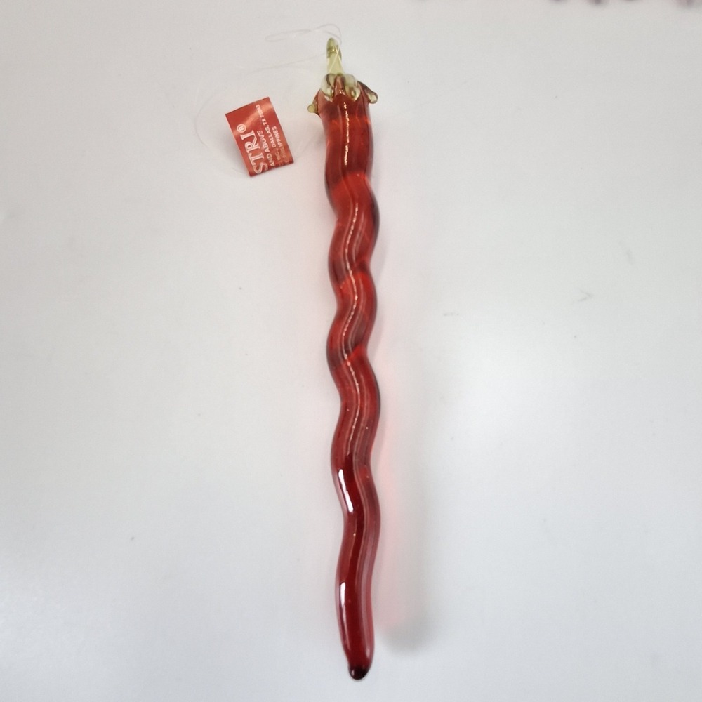 Vtg SILVESTRI Red Glass Chili Pepper Ornament Hand Blown 6"‎ Southwestern NOS